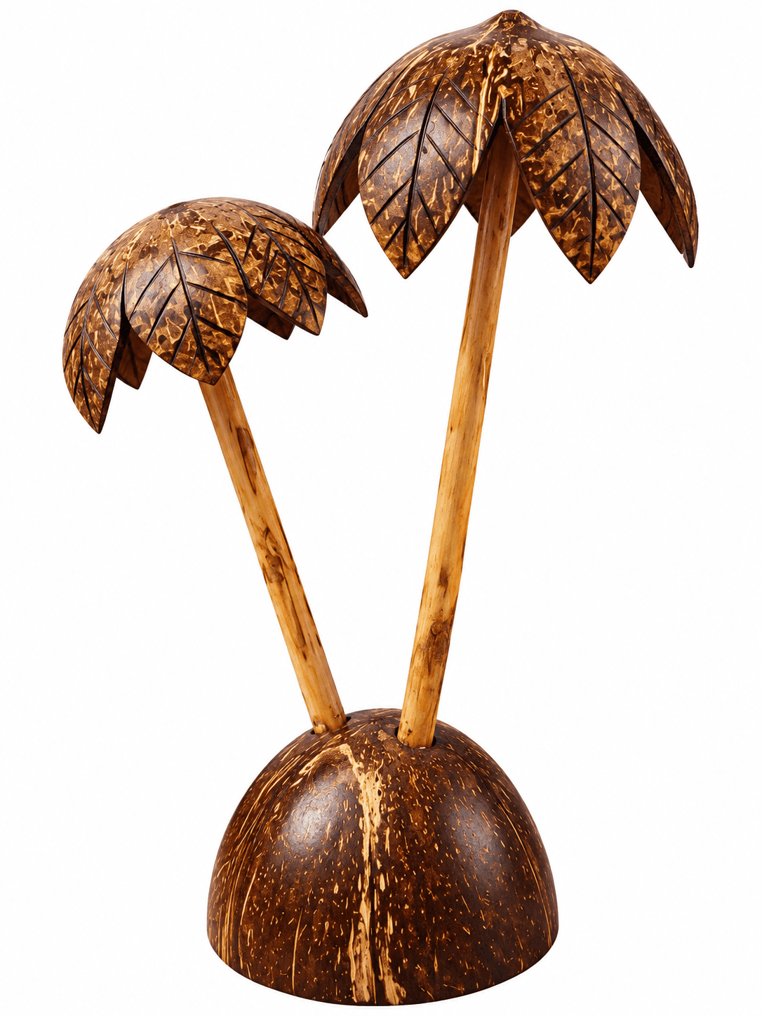 Artisan Twin Coconut Palm Trees Sculpture