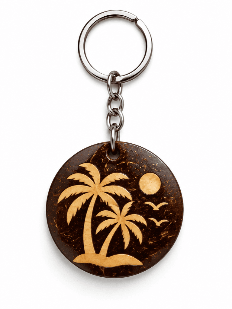 Tree of Life Coconut Shell Keychain