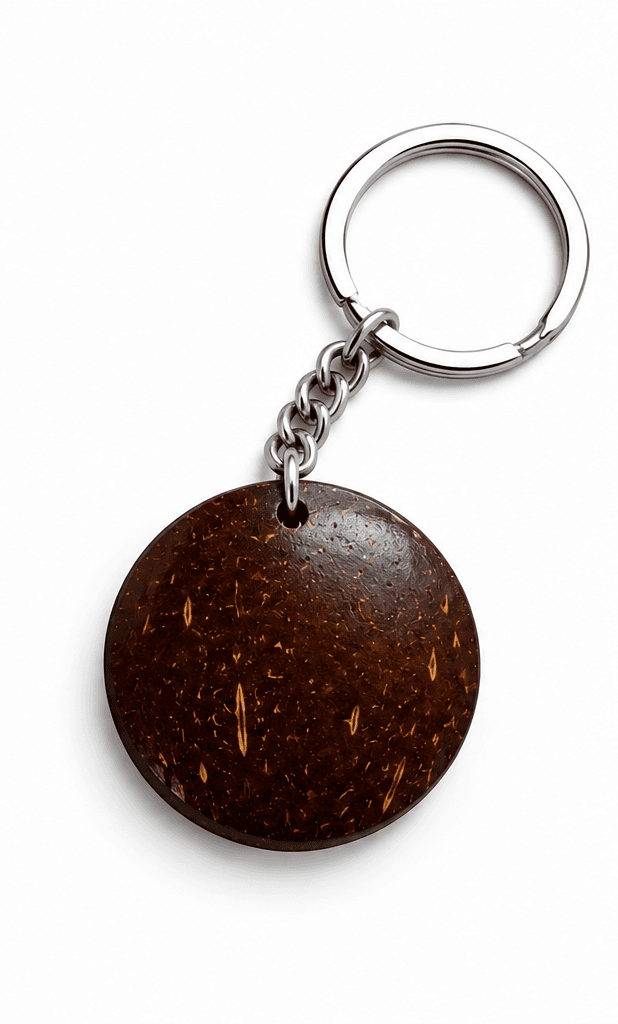 Sacred Om Coconut Shell Keychain thumbnail 2