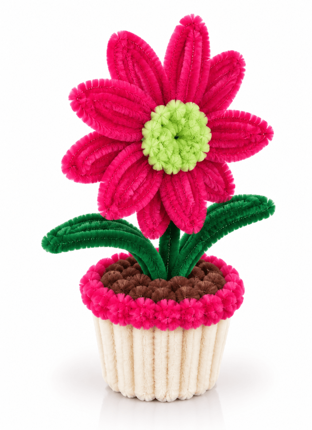 Handcrafted Magenta Daisy Thread Art Potted Bloom thumbnail 2