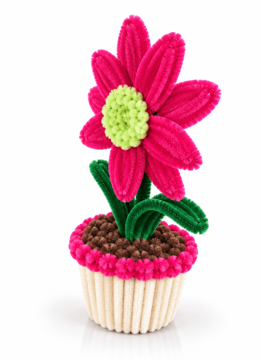 Handcrafted Magenta Daisy Thread Art Potted Bloom thumbnail 3