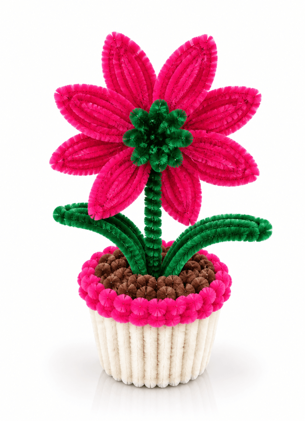 Handcrafted Magenta Daisy Thread Art Potted Bloom thumbnail 4