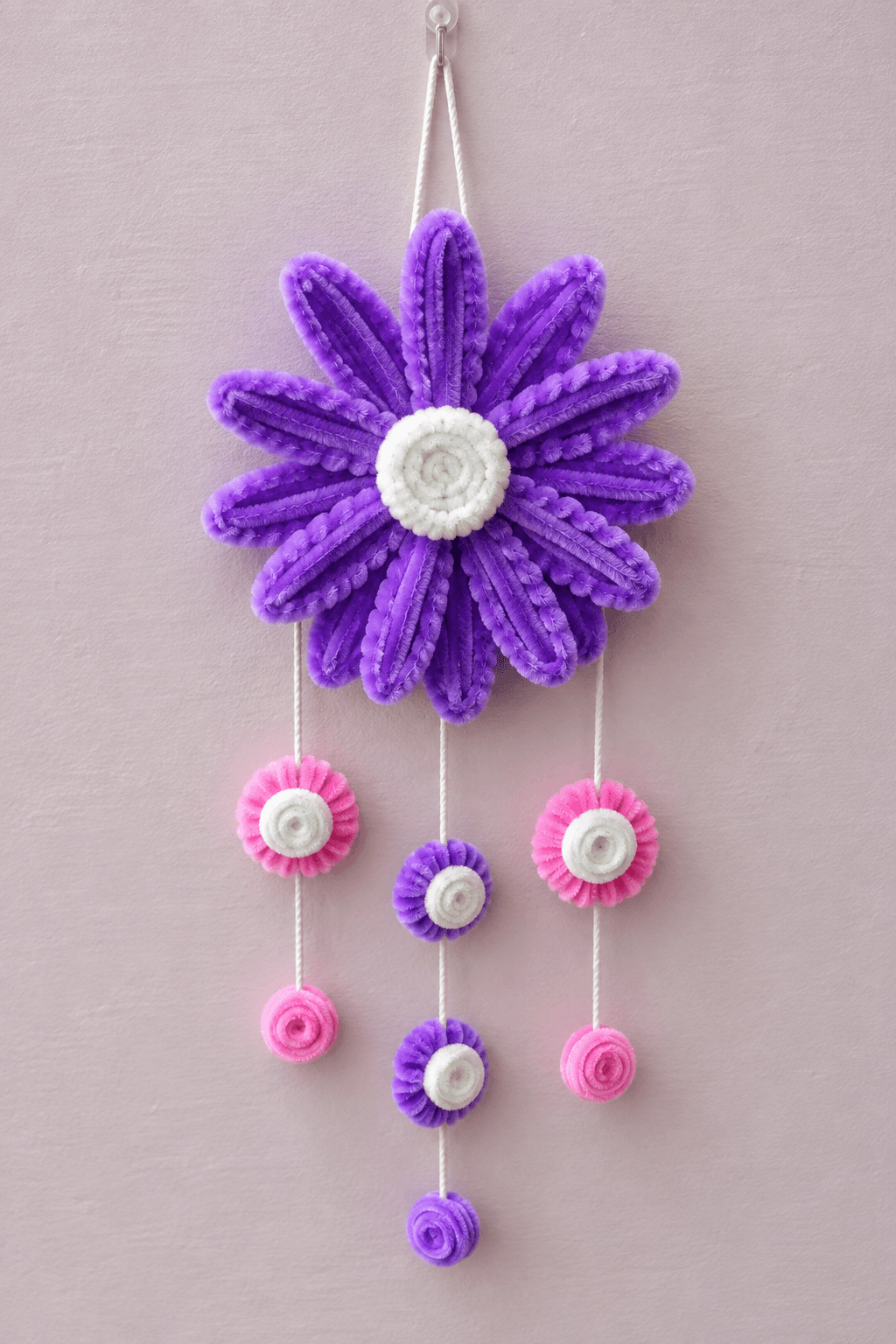 Handcrafted Lavender Blossom Hanging Thread Dreamcatcher