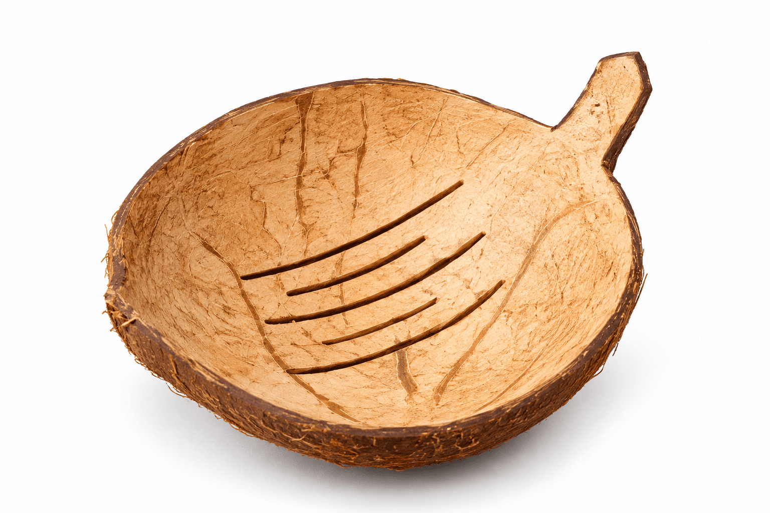 Hand-Carved Coconut Shell Leaf Draining Soap Dish